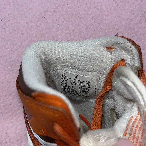 Nike Jordan 1 High Starfish Toddler Size 10c Orange Brown White Cream - Picture 6 of 6
